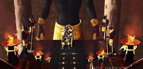  Anubis fucks hard a sexy slave ebony in an egyptian temple